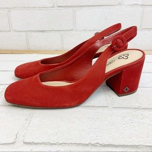 Capodarte Red Suede Heeled Sling Back Size 36